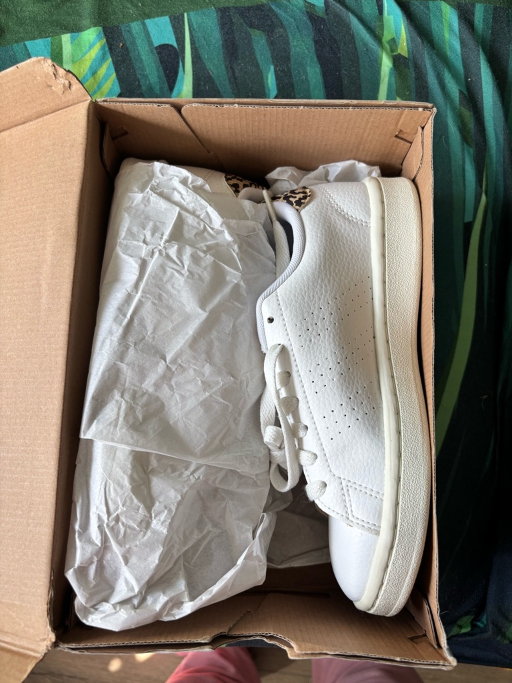 ADIDAS White Sneakers with Leopard Print Logo Accent - Picture 2 of 12